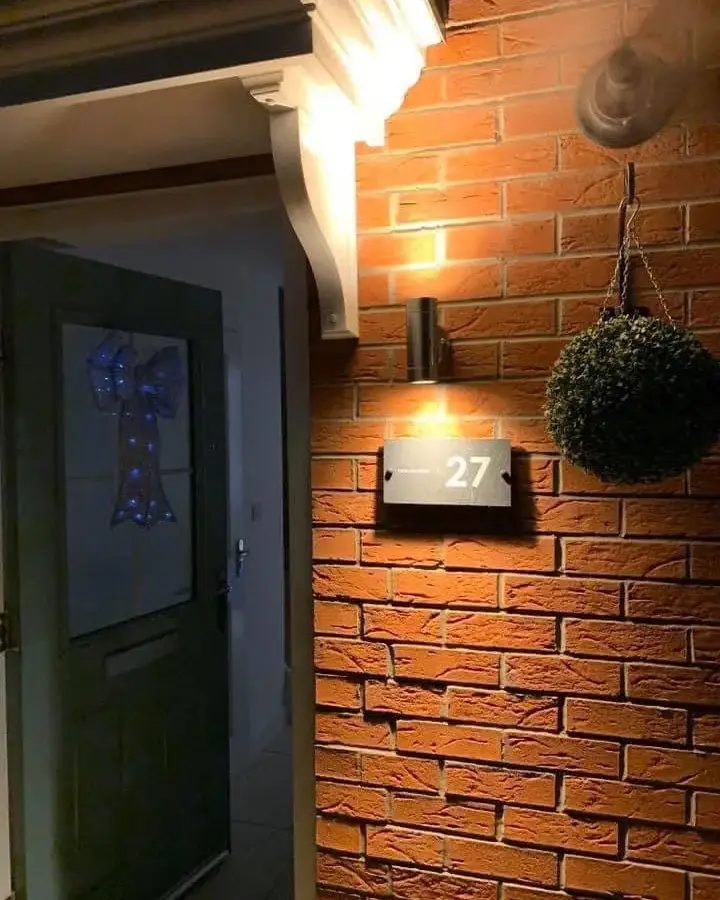 Porch wall light and illuminated house number