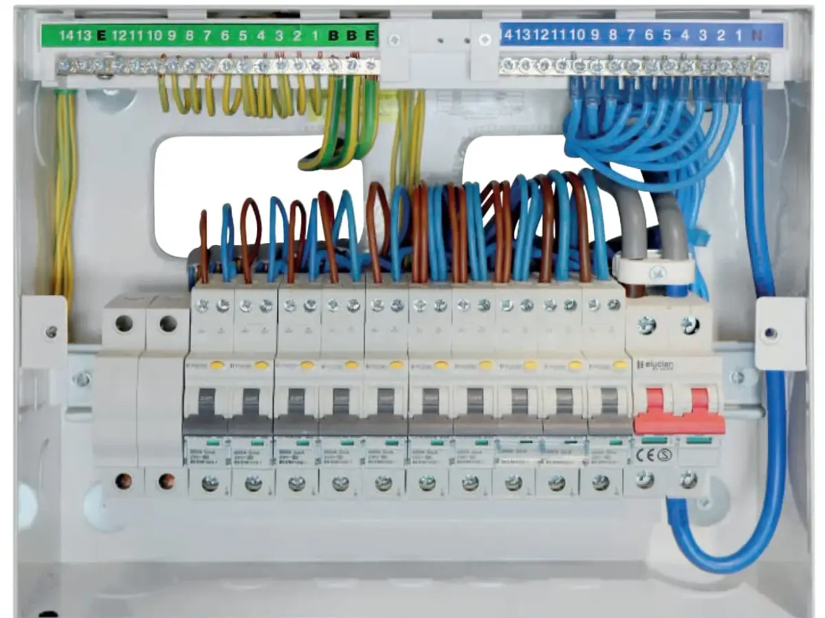 Fully rewired consumer unit with individual RCBO protection